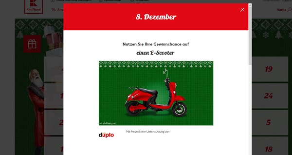 Kaufland Gewinnspiel E-Scooter gewinnen 8. Adventskalendertürchen
