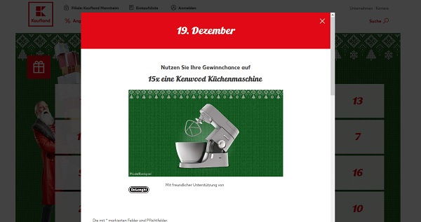 Kenwood Küchenmaschinen Gewinnspiel Kaufland Adventskalender 2018