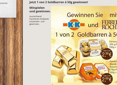 Klaas und Kock Gewinnspiel Ferrero Goldbarren gewinnen