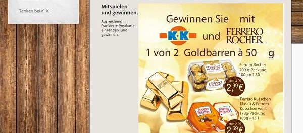 Klaas und Kock Gewinnspiel Ferrero Goldbarren gewinnen