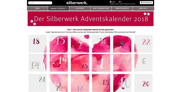 Silberwerk Adventskalender Gewinnspiel 2018 Schmuck gewinnen