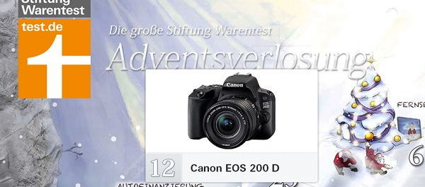 Stiftung Warentest Adventskalender Gewinnspiel Canon EOS 200 D