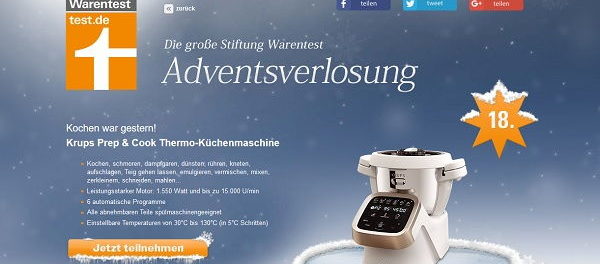 Stiftung Warentest Adventskalender Gewinnspiel Krups Prep und Cook Küchenmaschine