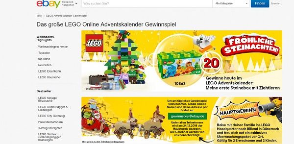 eBay Lego Adventskalender Gewinnspiel