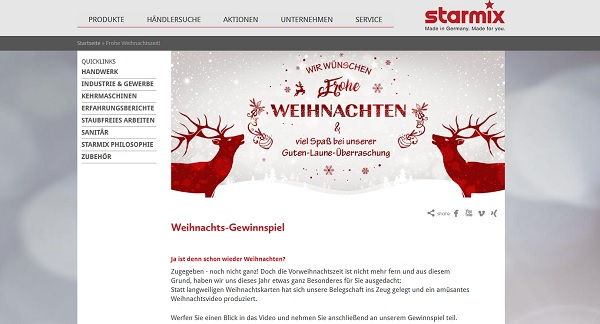 starmix Weihnachts-Gewinnspiel Kehrmaschine gewinnen