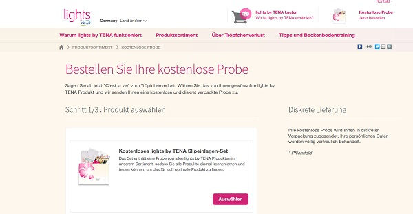 tena Slipeinlagen kostenlose Produktprobe