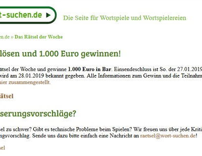 1.000 Euro Bargeld Gewinnspiel Wort-suchen.de Kreuzworträtsel
