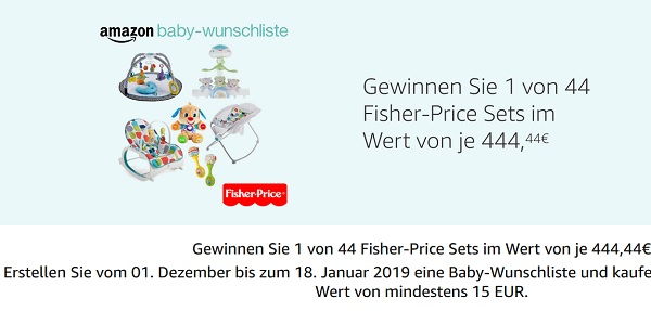 Amazon Gewinnspiel 44 Fisher-Price Sets je 444,44 Euro