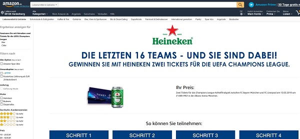 Amazon Gewinnspiel Heineken UEFA Champions League Tickets