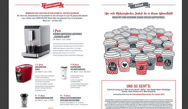 Back-Factory Gewinnspiel Tchibo Kaffeevollautomat