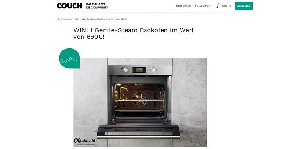 Couchstyle Gewinnspiel Bauknecht Steam-Backofen