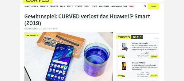 Curved Magazin Gewinnspiel Huawei P Smart Smartphone