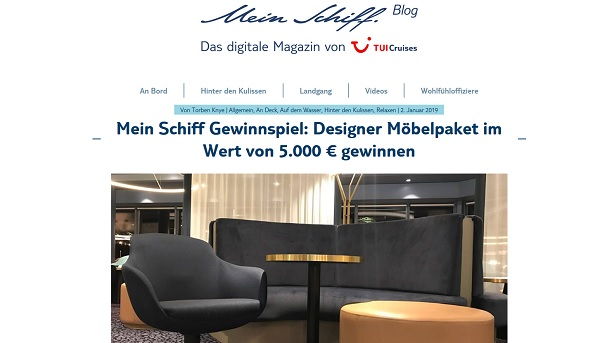 Designer Möbel Gewinnspiel Tui Cruises Mein Schiff