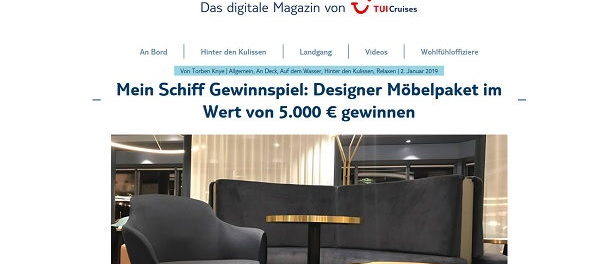Designer Möbel Gewinnspiel TUI Cruises Mein Schiff