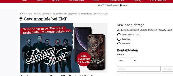 EMP Gewinnspiel Apple iPhone X und Konzerttickets