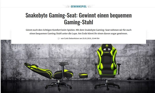 Gamez Gewinnspiel Snakebyte Gaming-Stuhl gewinnen