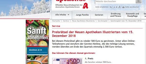 Geld Gewinnspiel Neue Apotheken Illustrierte 500 Euro gewinnen