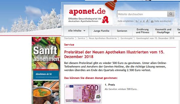 Geld Gewinnspiel Neue Apotheken Illustrierte 500 Euro gewinnen