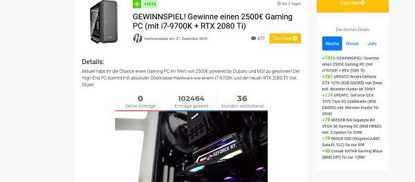 Hardwaredealz Gewinnspiel 2.500 Euro Gamer PC gewinnen