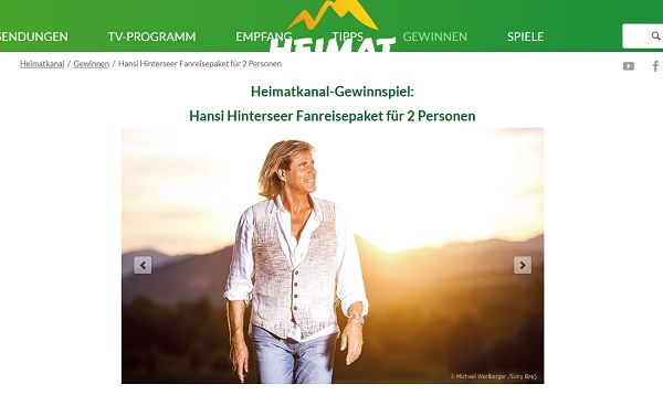 Heimatkanal Gewinnspiel Hansi Hinterseer Fanreise