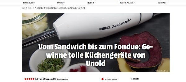 Koch Mit Gewinnspiel Unold Küchengeräte gewinnen