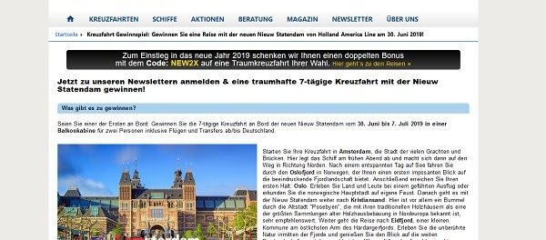 Kreuzfahrtberater Gewinnspiel 7-tägige Kreuzfahrt gewinnen