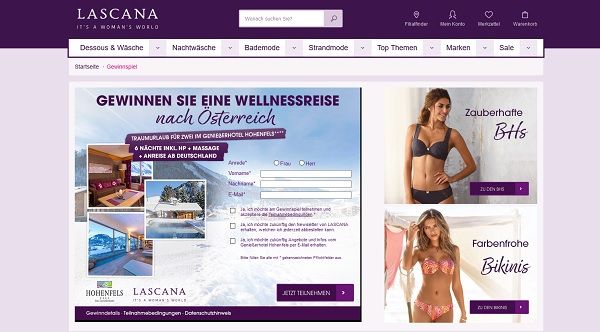 Lascana Gewinnspiel Österreich Wellnessurlaubsreise 2 Personen