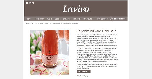Laviva Gewinnspiel Valentinstag Pakete