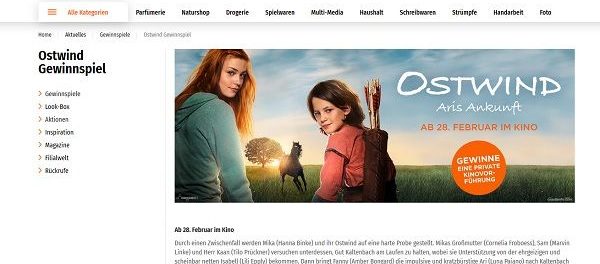Müller Drogerien Gewinnspiele private Kinovorführung Ostwind