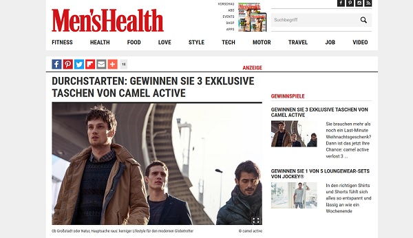 MensHealth Gewinnspiel 3 Camel Active Taschen