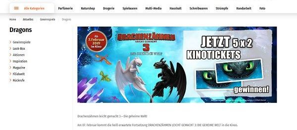 Müller Gewinnspiele Drachen zähmen leicht gemacht Kinostart