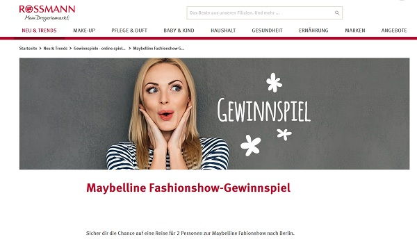 Rossmann Gewinnspiel Maybelline Fashionshow Berlin Reise