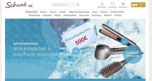 Schwab Versand Gewinnspiele 500 Euro Shopping Gutscheine