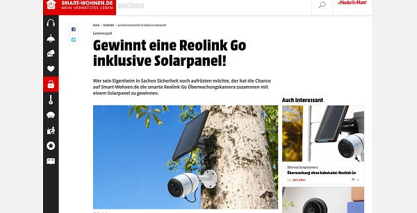 Smart Wohnen Gewinnspiel Reolink Go Überwachungskamera Solarpanel