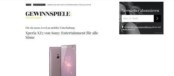 Smartphone Gewinnspiel Myself Sony Xperia XZ2
