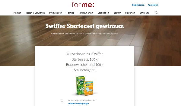 Swiffer Gewinnspiel For Me Online 200 Startersets