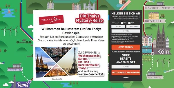 Thalys Mystery Reise Gewinnspiel Europa Wochenendreise