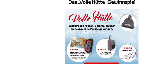 Toyota Gewinnspiel Volle Hütte Wochenendaufenthalt Alpen