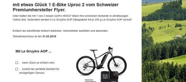 Uproc E-Bike Gewinnspiel Schweizerkäse Le Gruyère AOP