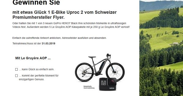 Uproc E-Bike Gewinnspiel Schweizerkäse Le Gruyère AOP