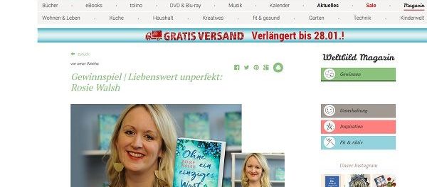 Weltbild Verlag Gewinnspiel Rosie Walsh Bücher