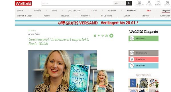 Weltbild Verlag Gewinnspiel Rosie Walsh Bücher