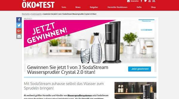 Öko-Test Gewinnspiel 3 SodaStream Wassersprudler