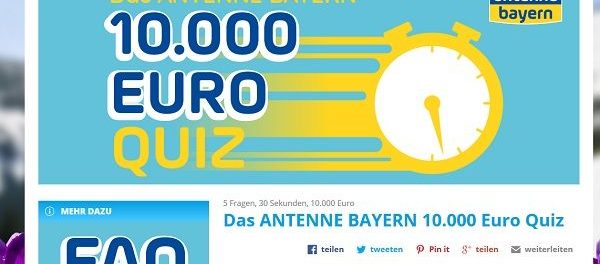 Antenne Bayern Gewinnspiel 10.000 Euro Quiz 2019