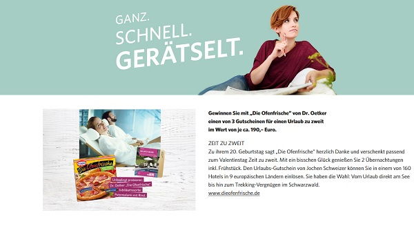 Combi und Dr. Oetker Gewinnspiel 3 Urlaubsgutscheine