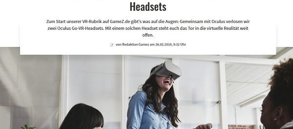 Gamez Gewinnspiel Oculus Go VR-Headsets gewinnen