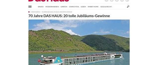Jubil&auml;ums-Gewinnspiel Zeitschrift Das Haus Reise und Sachpreise