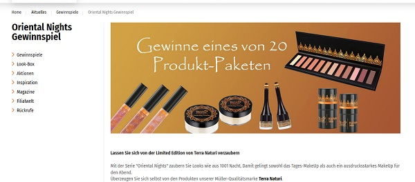 Müller Gewinnspiele Terra Naturi Makeup Pakete