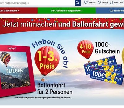 Otto Office Jubiläums Gewinnspiel Gutcheine und Ballonfahrten