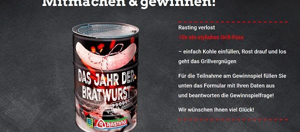 Rasting Gewinnspiel Bratwurst des Jahres Grill-Fässer